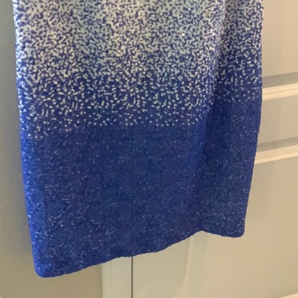 Maia Ombre Sequins Blue and White Shift Dress Sz 12 - Picture 5 of 7